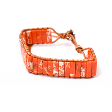 Load image into Gallery viewer, Orange Agate Stone and Leather Bracelet
