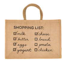 Load image into Gallery viewer, Shopping List Jute Tote
